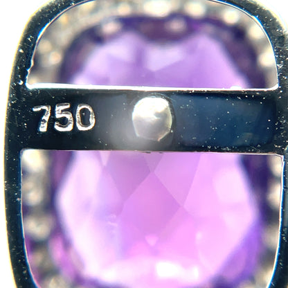 18ct White Gold Amethyst & Diamond Cluster Earrings