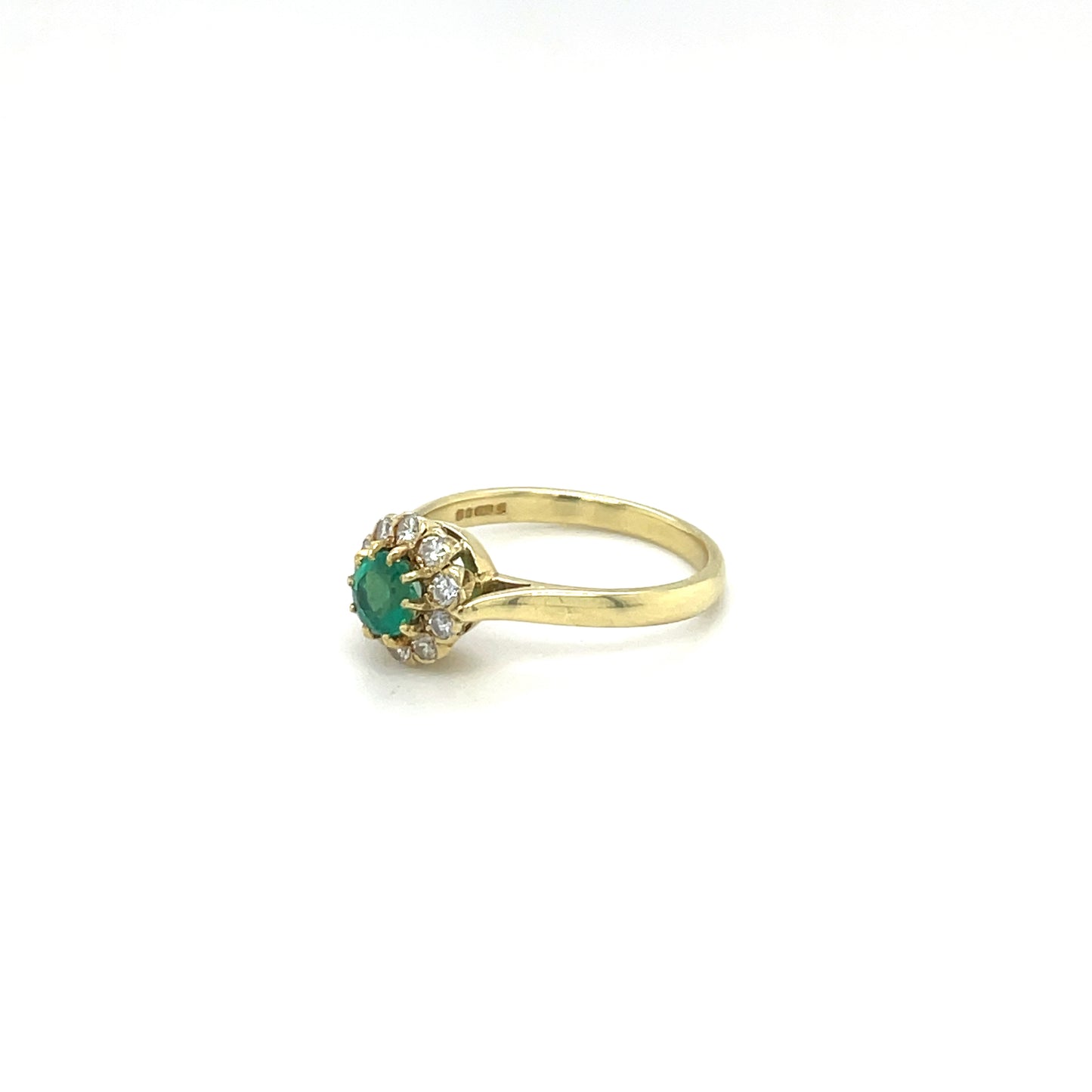 Yellow Gold Diamond And Emerald Cluster Ring