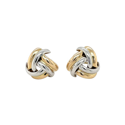 9ct Yellow & White Gold Knot Clip-On Earrings