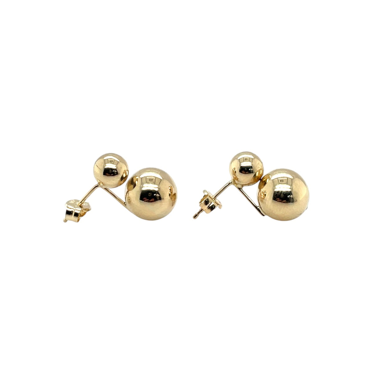 Yellow Gold Double Ball Stud Earrings