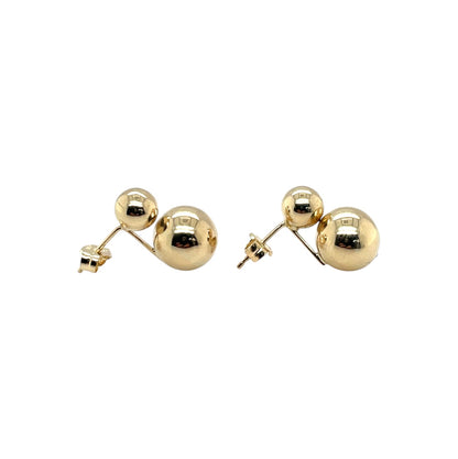 Yellow Gold Double Ball Stud Earrings