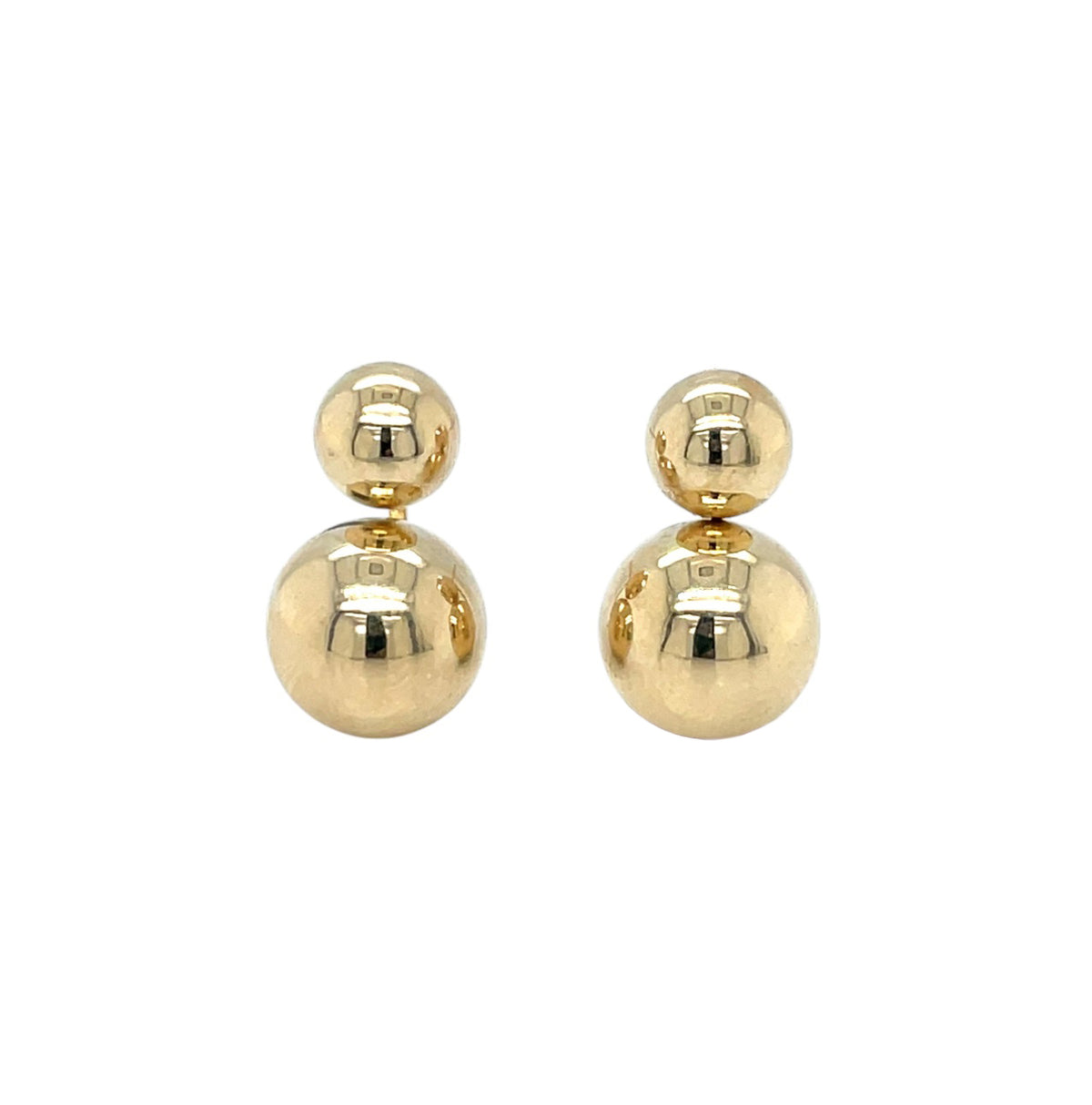 Yellow Gold Double Ball Stud Earrings