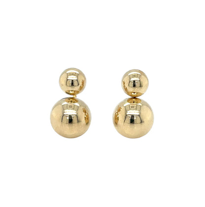 Yellow Gold Double Ball Stud Earrings