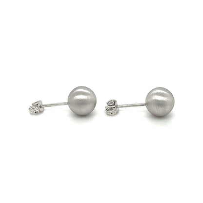 9ct White Gold Satin Ball Stud Earrings (8mm)
