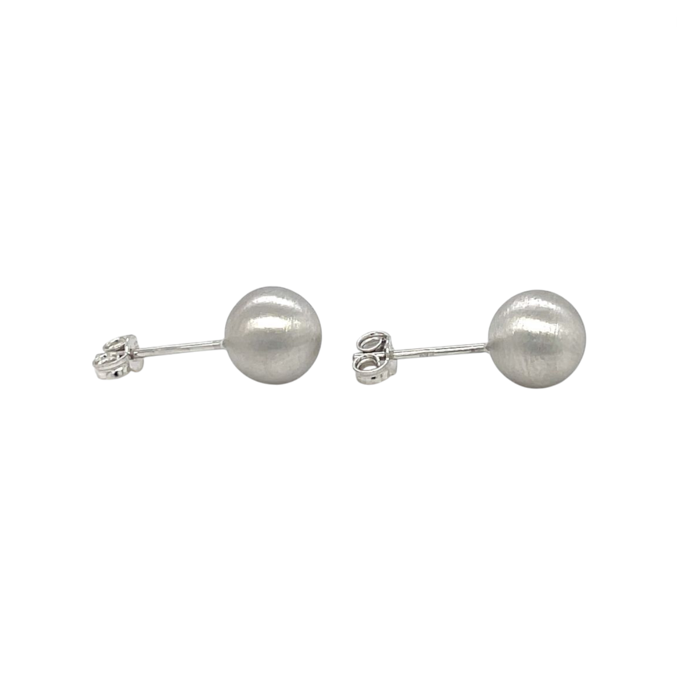 9ct White Gold Satin Ball Stud Earrings (8mm)