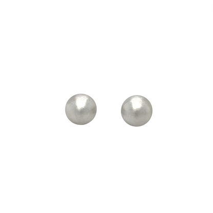 9ct White Gold Satin Ball Stud Earrings (8mm)