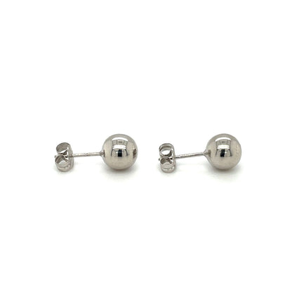 9ct White Gold Polished Ball 7mm Stud Earrings