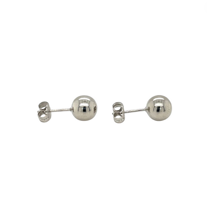 9ct White Gold Polished Ball Stud Earrings (7mm)
