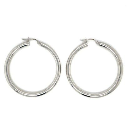 9ct White Gold Hoop (35mm) Earrings