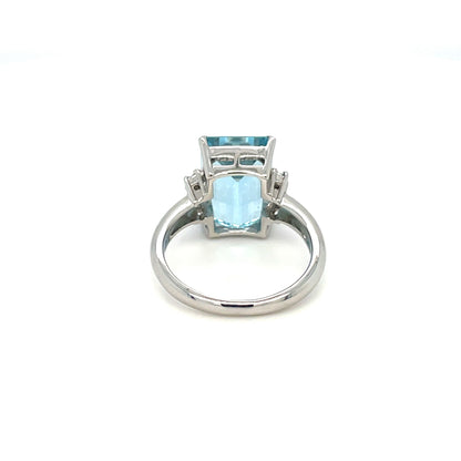 Platinum Art Deco Style Aquamarine and Diamond Ring