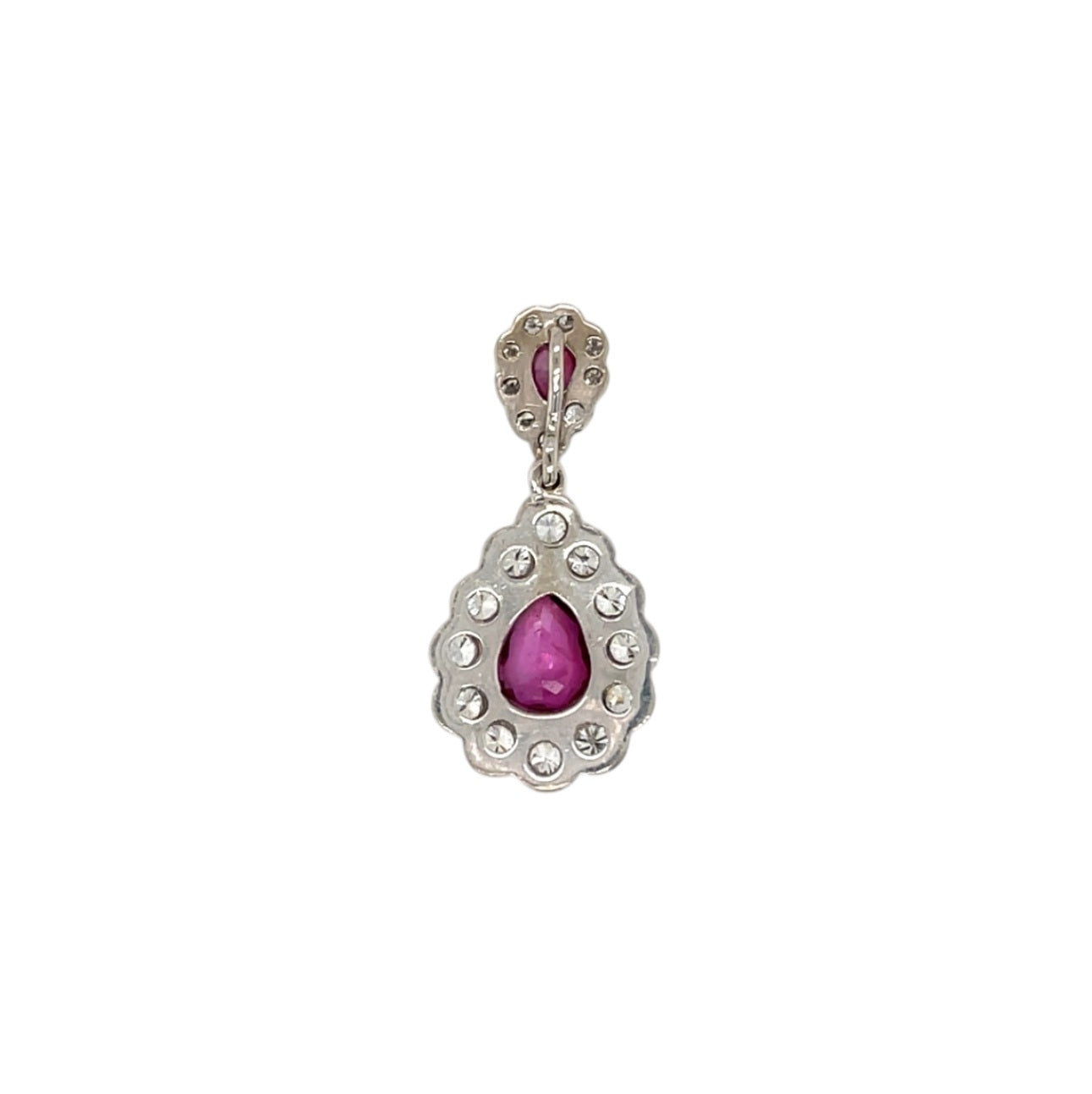 18ct Yellow & White Gold Ruby & Diamond Cluster Pendant & Chain (20")