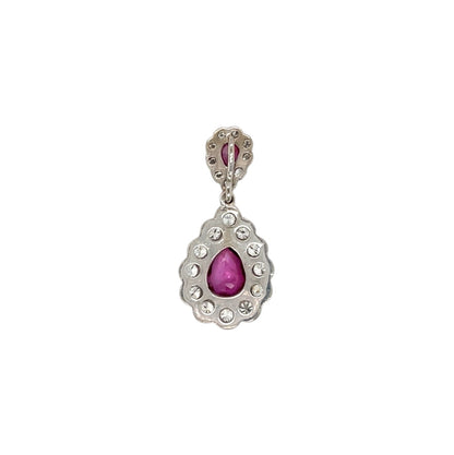 18ct Yellow & White Gold Ruby & Diamond Cluster Pendant & Chain (20")