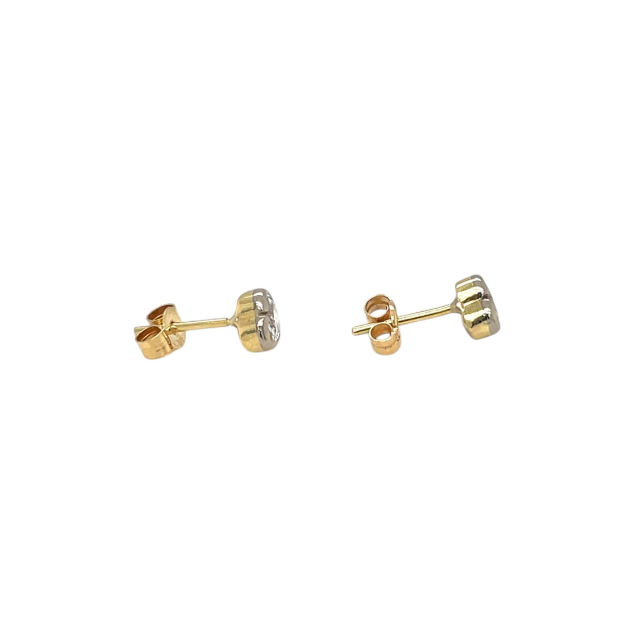 18ct White & Yellow Gold Diamond Heart Earrings