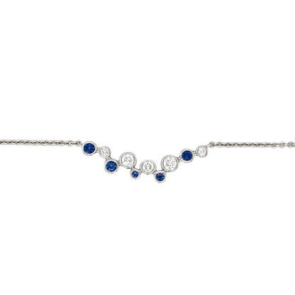 18ct White Gold Sapphire & Diamond Bubble Necklace (16-18")