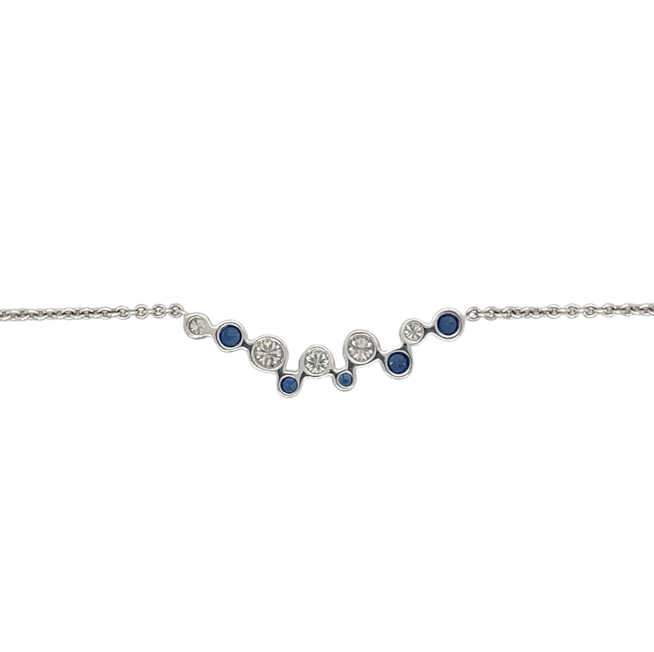 18ct White Gold Sapphire & Diamond Bubble Necklace (16-18")