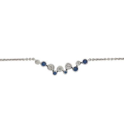 18ct White Gold Sapphire & Diamond Bubble Necklace (16-18")