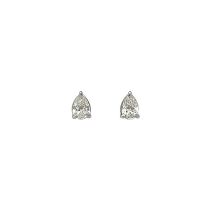 18ct White Gold Pear-Cut Diamond Stud Earrings