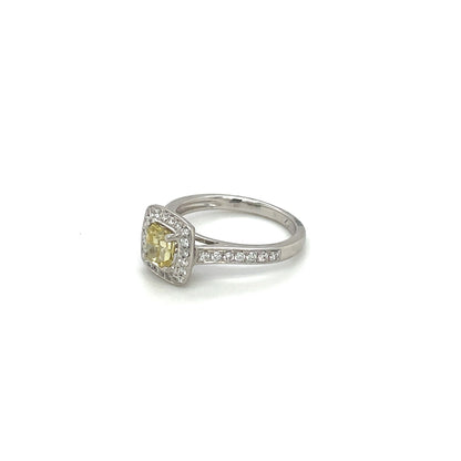 Platinum Yellow Diamond Cluster Ring