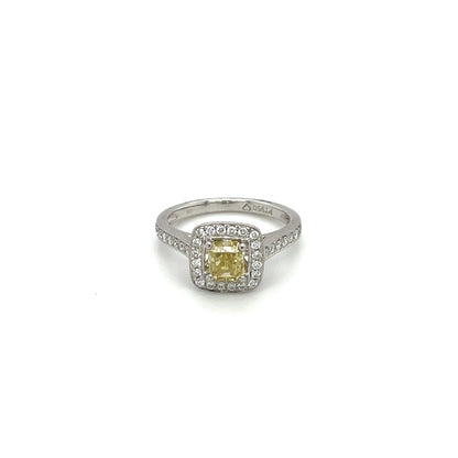 Platinum Yellow Diamond Cluster Ring