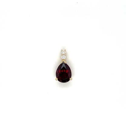 18ct Yellow Gold Garnet & Diamond Pendant