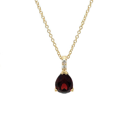 18ct Yellow Gold Garnet & Diamond Pendant