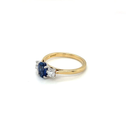 18ct Yellow Gold Sapphire & Diamond Three-Stone Ring