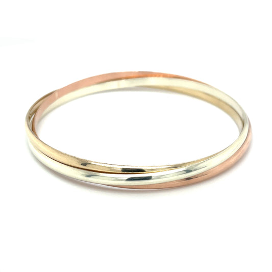 9ct Yellow Rose & White Gold Russian Bangle (65mm)