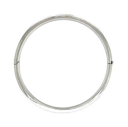 Silver Flat Edge Hinged Bangle