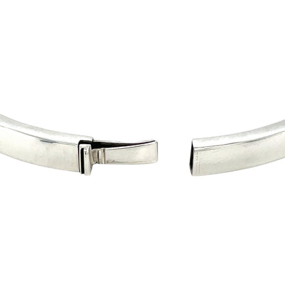 Silver Flat Edge Hinged Bangle