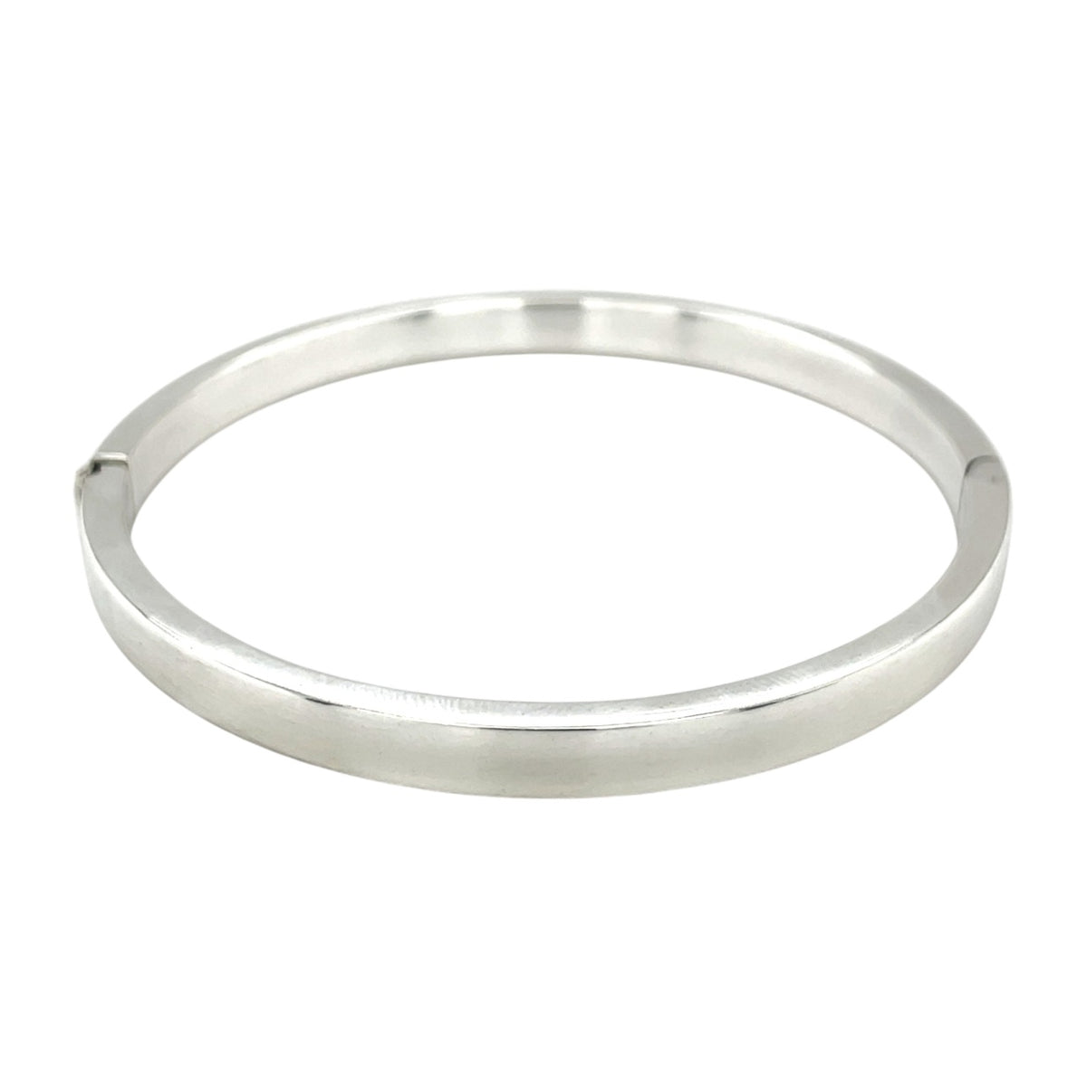 Silver Flat Edge Hinged Bangle