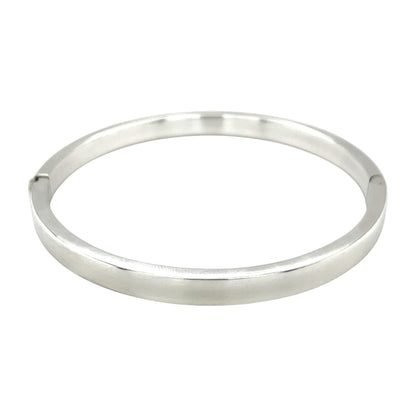 Silver Flat Edge Hinged Bangle
