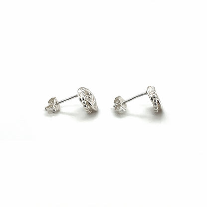 Silver Beaded & Polished Woolmark Stud Earrings