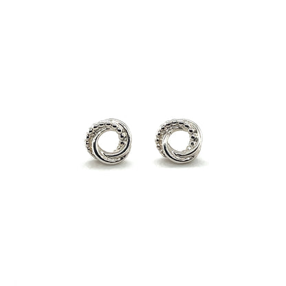 Silver Beaded & Polished Woolmark Stud Earrings