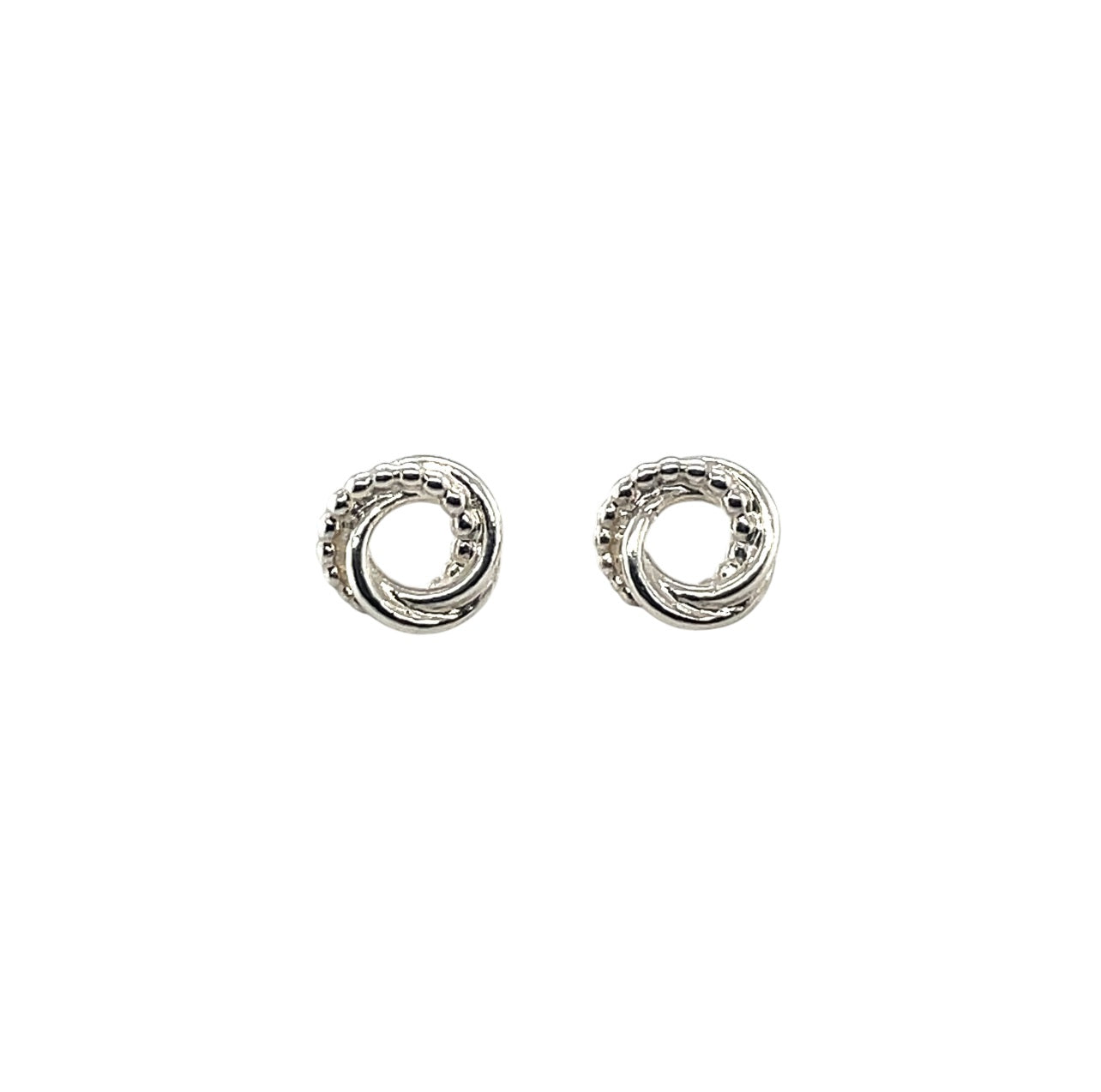 Silver Beaded & Polished Woolmark Stud Earrings