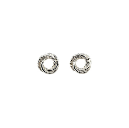 Silver Beaded & Polished Woolmark Stud Earrings