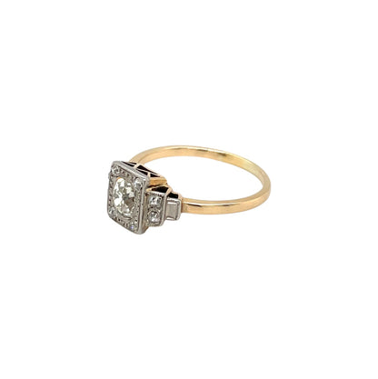 18ct Yellow & White Gold Old-Cut Diamond Cluster Ring (Q)