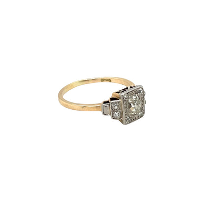 18ct Yellow & White Gold Old-Cut Diamond Cluster Ring (Q)