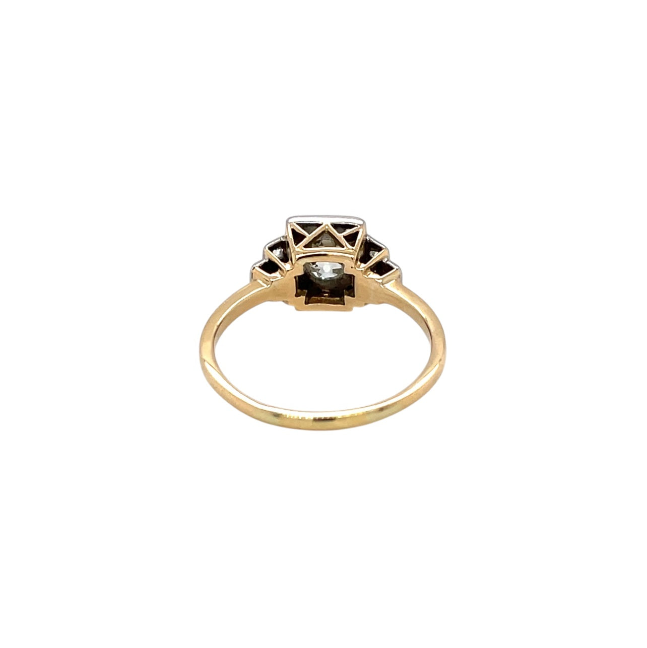 18ct Yellow & White Gold Old-Cut Diamond Cluster Ring (Q)