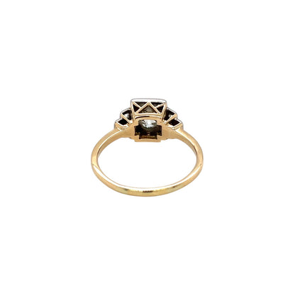 18ct Yellow & White Gold Old-Cut Diamond Cluster Ring (Q)