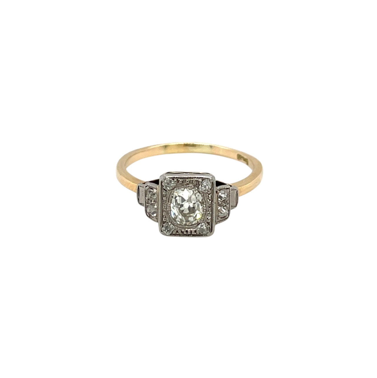 18ct Yellow & White Gold Old-Cut Diamond Cluster Ring (Q)