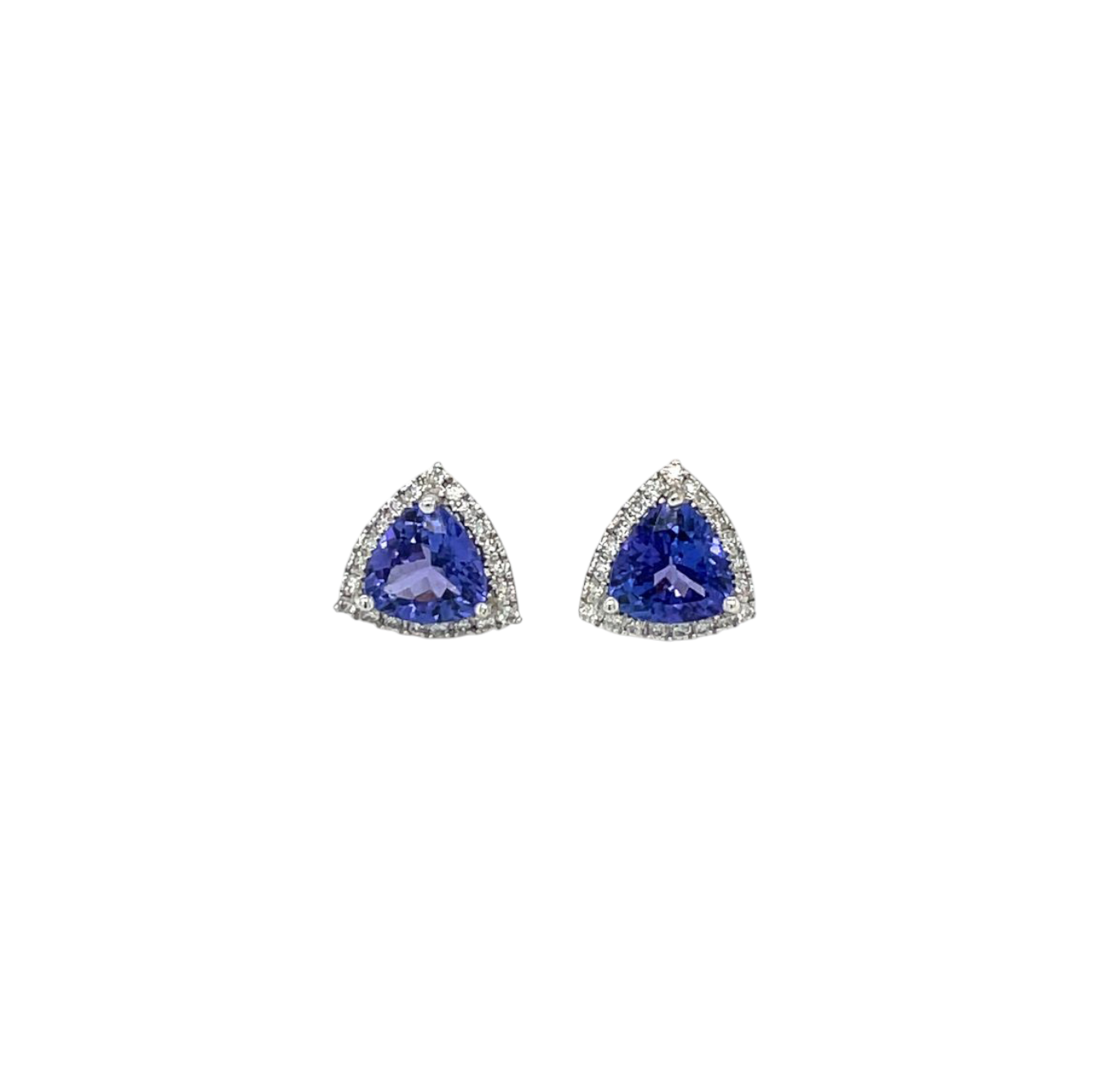 18ct White Gold Tanzanite & Diamond Stud Earrings