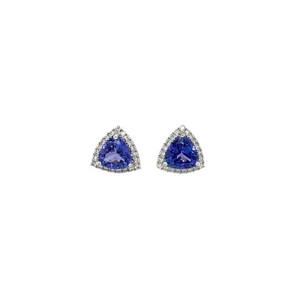 18ct White Gold Tanzanite & Diamond Stud Earrings