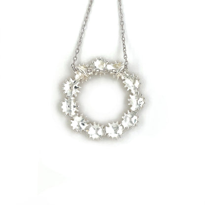 Silver & Gold Plate Daisy Circle Pendant & Chain