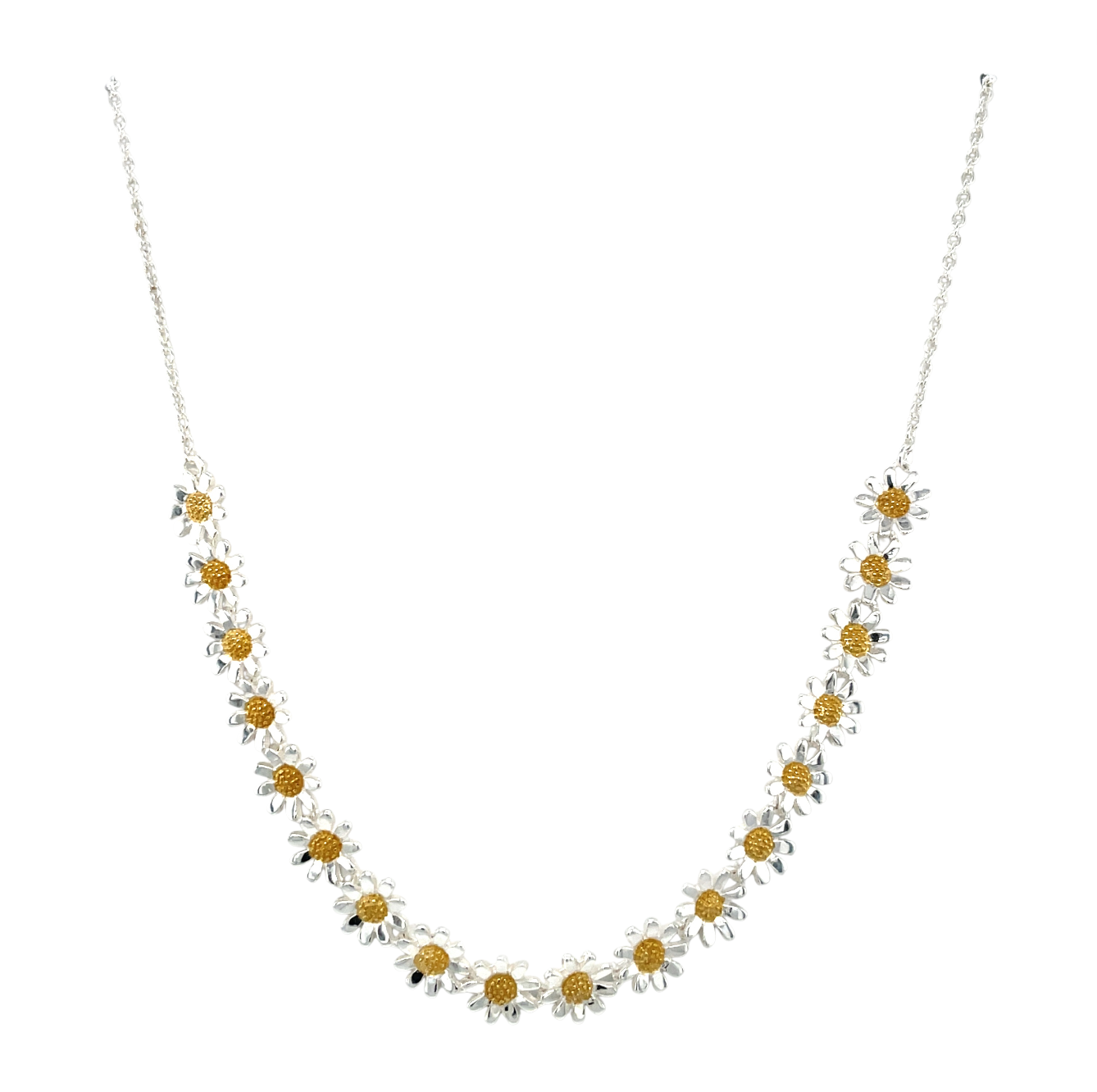 Silver & Gold Plated Daisy Necklace (16-18")