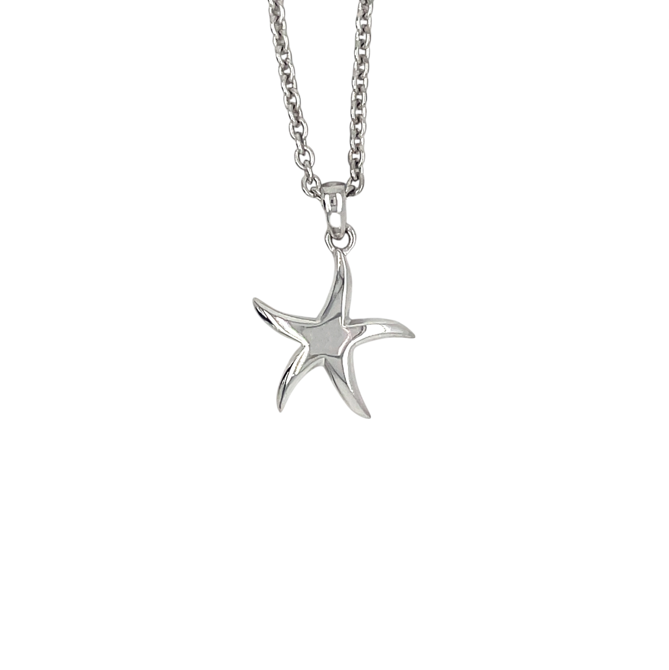 Silver Small Starfish Pendant (15x15mm) & Chain (16")