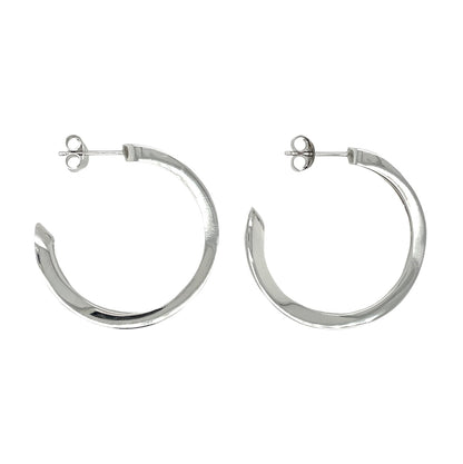 Silver Ribbon Hoop Earrings