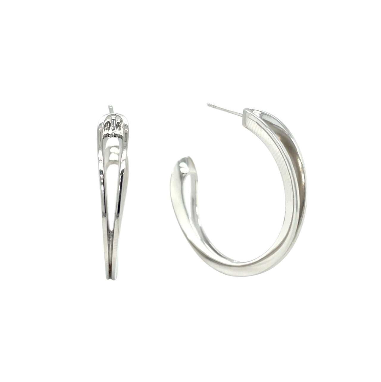 Silver Ribbon Hoop Earrings