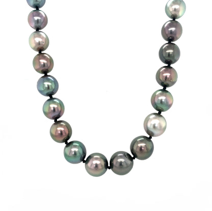 18ct White Gold Diamond & Tahitian Pearl Necklace
