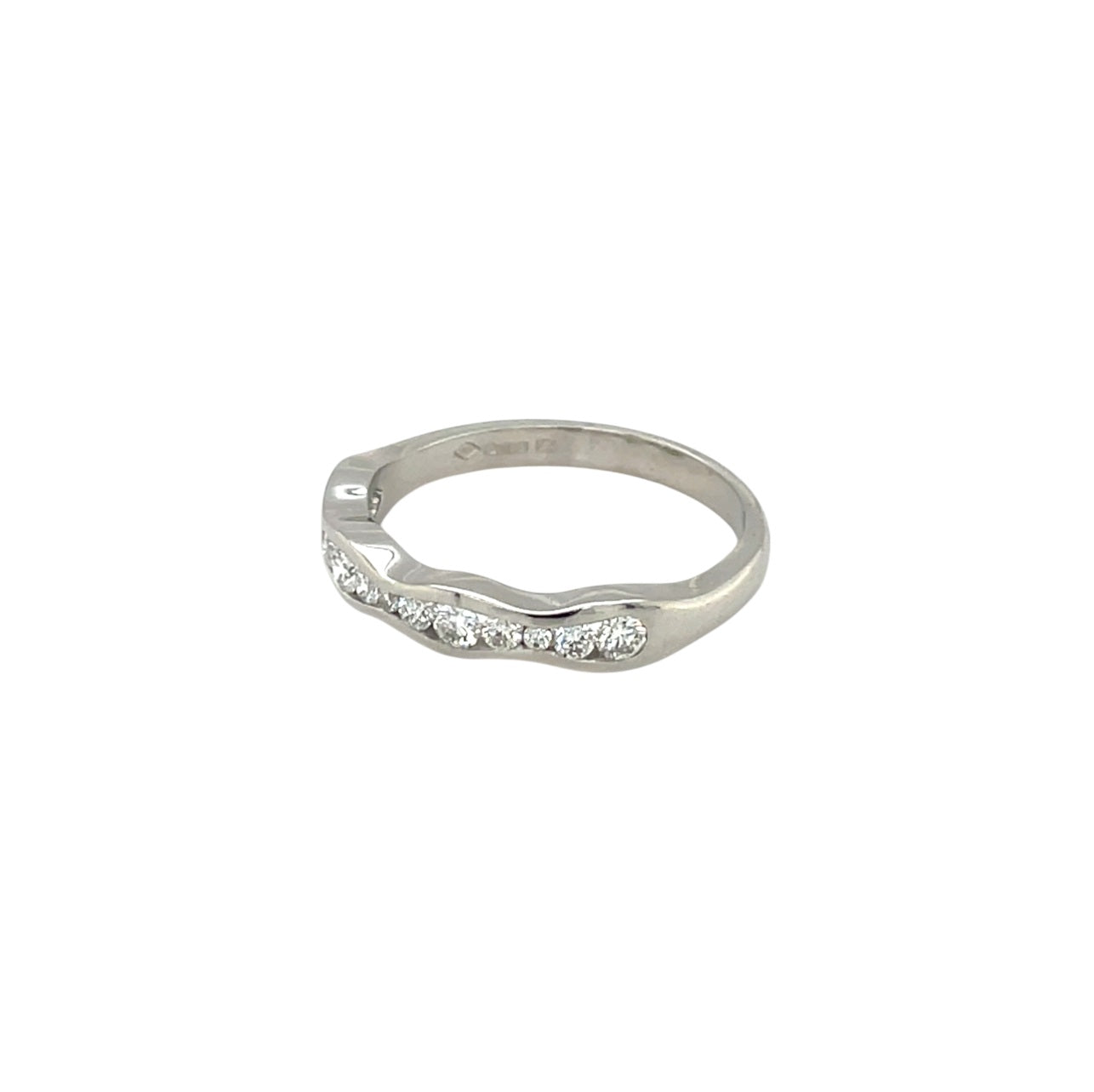 Platinum Wavy Diamond Half-Set Eternity Ring (P)