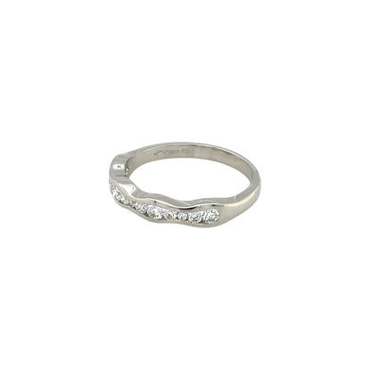 Platinum Wavy Diamond Half-Set Eternity Ring (P)